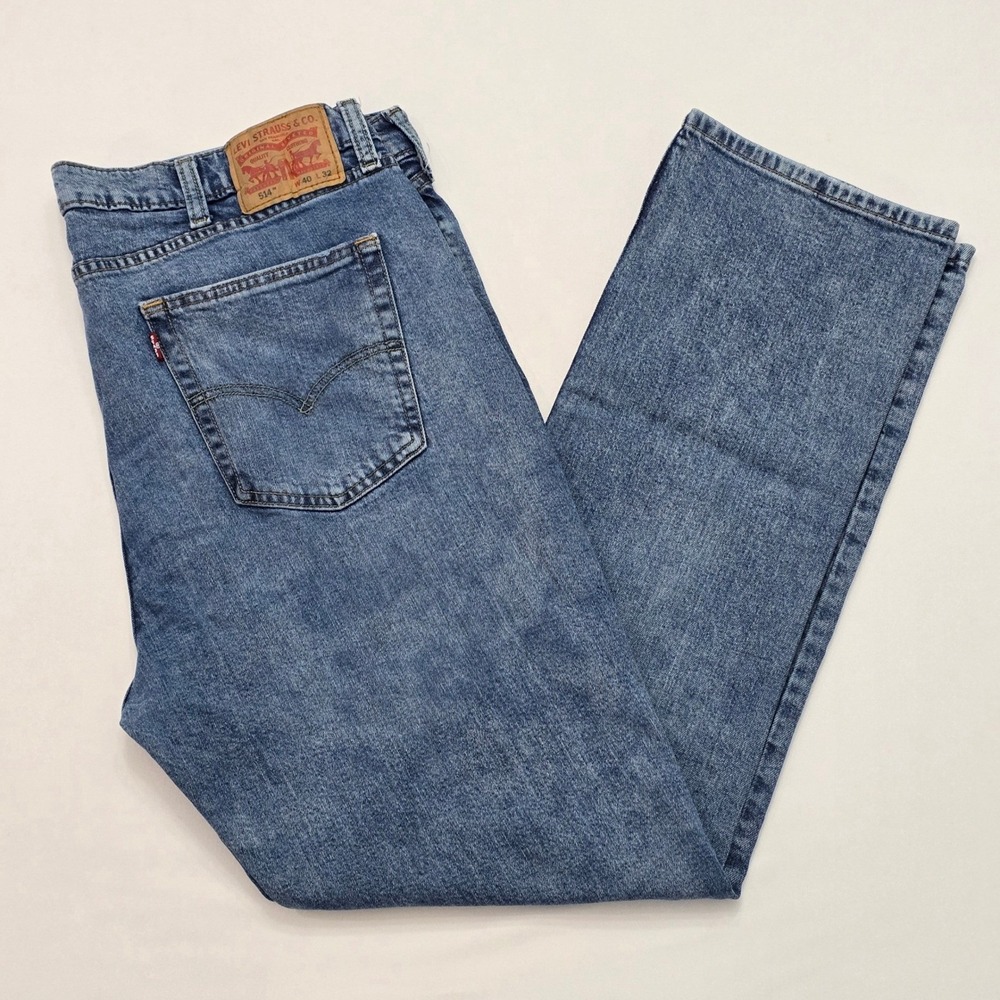 Levis 514 Straight Fit Jeans Mens 40x32 Medium Wash Blue Denim Pants